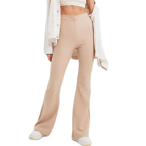 Base Layer Design High Stretchy Fabric Made Women's <b>Leggings</b> Style Flare Trousers Pants Lounge Streetwear <b>Flared</b> Trouser - Product Image 3