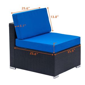 Fully Equipped Black <b>Rattan</b> Garden Sofa <b>Set</b> with 2pcs <b>Corner</b> 4pcs Single Sofas and 1pcs Coffee Table - Product Image 6
