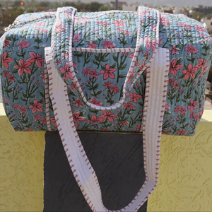 Hot Selling Custom Size Boho Vintage Style Quilted Duffle <b>Bag</b> Quality Printed Cotton Travel <b>Bag</b> Women Daily Usage Custom Logo - Product Image 1