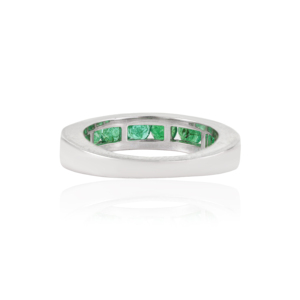 Beautiful Simple Design 925 Sterling <b>Silver</b> Round Cut Natural <b>Emerald</b> Gemstone Half Eternity Band <b>Ring</b> For Women's - Product Image 6