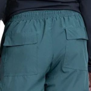 Pantalon cargo jogger bleu sarcelle pour femme, taille haute, cordon de serrage, coupe ample, multi-poches, décontracté, utilitaire, élastique, léger - Product Image 4