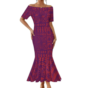 Robe sirène sexy et ajustée à manches courtes, épaules dénudées, imprimé par sublimation, style tie-dye hawaïen tropical - Product Image 2