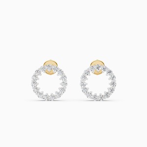 Boucles d'oreilles halo circulaires en diamant de laboratoire éblouissant de 0,66 ct en or jaune, blanc et rose 9 carats - Product Image 3