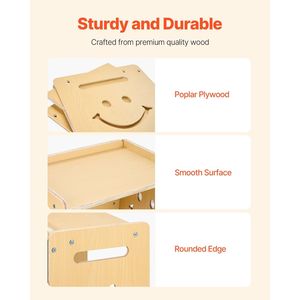 Montessori 3-in-1 sedia da tavolo in legno per bambini regolabile in altezza per la lettura del disegno mangiare età 1-5 lavagna naturale - Product Image 4