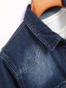 2026 Spring Men <b>Denim</b> Shirt Jacket Casual Vintage Slim Long Sleeve Multi Pockets Breathable Fashion Classic Blue <b>Coat</b> 100% - Product Image 4