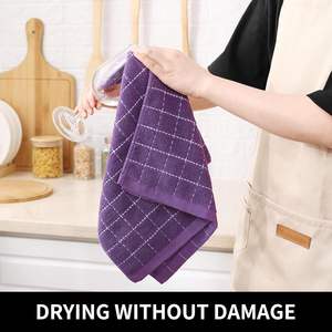 Serviettes de cuisine 100% microfibre tissée (beige 13x28 pouces) couleur unie séchage rapide et écologiques - Product Image 4