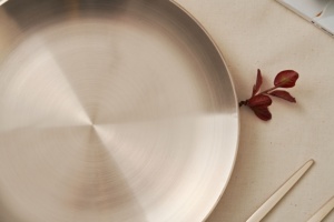 <b>Large</b> 25cm Round Bronzeware Dinner <b>Plate</b>, Elegant Hand-forged Korean Traditional Serving Dish - Product Image 3