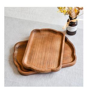 Luxury Handcrafted Acacia <b>Wood</b> Commercial Grade Serving Plate Dishwasher Safe Elegant Ribbed Design Smooth Rounded <b>Edges</b> - Product Image 1