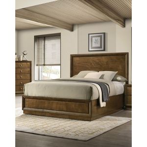 Letto con pannelli in legno di noce stile transizionale, robusto, 1 pezzo, matrimoniale, mobili per camera da letto di alta qualità - Product Image 5