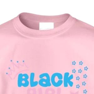 Women's Pink Black Girl Magic Embroidered T Shirt with Blue Lettering <b>Crown</b> and Star Design Short Sleeve Crew Neck Casual - Product Image 2