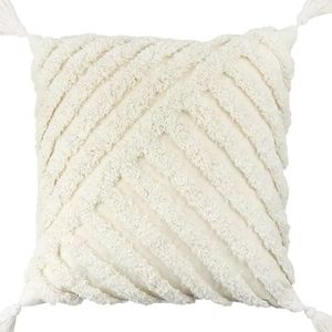 Striped Design 100% Cotton Linen Fabric Soft Tufting Texture Home Decoration Pillow Cover Exclusively Hand Tufted Price - Product Image 3