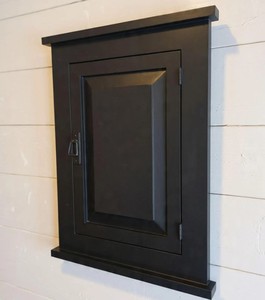 Armoire de salle de bain murale minimaliste et peu encombrante, 3 étagères, design en teck massif, pour usage hôtelier, toilettes, médicaments - Product Image 4