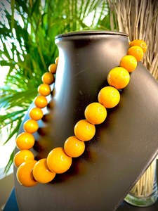 Resin Amber Color Beaded Necklace <b>Ball</b> Shape Religious Buddhism Prayer Jewelry Unisex Resin Material - Product Image 3