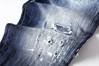 Pantalon en jean déchiré à genoux usés pour homme, coupe droite classique, taille élastique, style streetwear, design personnalisé, marque privée, OEM