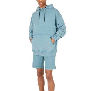 Fashion Men's <b>Hoodie</b> and <b>Shorts</b> Set Full <b>Sleeve</b> Heavyweight Cotton Fleece Custom Logo With Drawstring And Side Pockets - Product Image 1