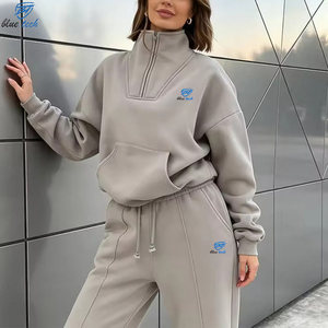 Conjunto de Sudadera con Cierre de Cremallera y Pantalones Anchos para Mujer, Logotipo Personalizado, Chándal Informal, Proveedor Mayorista, Servicios OEM - Product Image 5