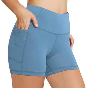 Index Apparel High Waist Solid Color Sporty Yoga <b>Shorts</b> With Pockets Knitted Spandex Polyester Breathable <b>Compression</b> Fit - Product Image 2