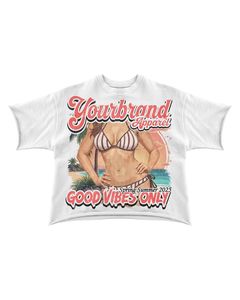 T-shirt court léger et écologique pour femme, imprimé estival, coupe décontractée, col rond, 100 % coton jersey, vente en gros - Product Image 2