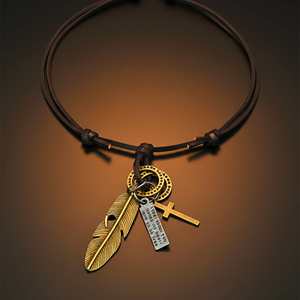 Titanium <b>Cross</b> Number Pendant 2-Inch Stainless Steel with Adjustable Leather Rope for <b>Men</b> & Boys - Product Image 5