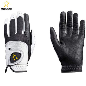 Gant de golf pour homme toutes saisons, blanc/noir, paume en cuir de kangourou, dos en cuir Cabretta, approuvé par les professionnels, anti-transpiration - Product Image 1