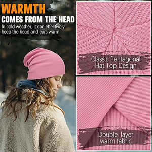 Vintage pink Ribbed Knit Beanie-Unisex Winter <b>Warm</b> <b>Hat</b> Soft Stretch Spandex/Cotton Minimalist Streetwear Essential - Product Image 6