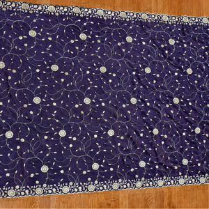 Designer Georgette Dupatta Embroidery Fabric Premium Floral Sequins Work Fabric For Party Wear Dresses <b>Wedding</b> Outfit Material - Product Image 2