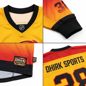 Maillot de hockey sur glace personnalisé en polyester 100 % sublimé, maille épaisse, col en V, dégradé, avec nom du joueur, pour équipes amateur - Product Image 4