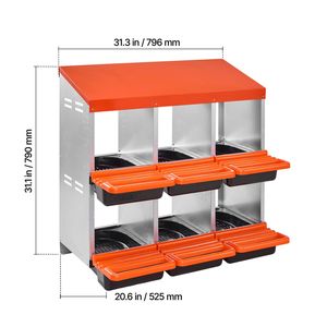 Cajas de Anidación de Metal de 2 Niveles con 6 Compartimentos, Tapas Protectoras, Caja de Anidación Enrollable para Jaulas de Animales que Ponen Huevos - Product Image 5
