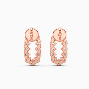 Boucles d'oreilles clous en or rose plaqué avec diamants de laboratoire taille ovale certifiés pour mariage unisexe, bijoux tendance - Product Image 1