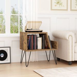 Brown Record Player Stand with Storage Turntable Stand Album Storage Cabinet for Bedroom Living Room Office or Music Room - Product Image 4