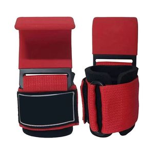 Red High-Density SBR Neoprene Non-Slip Adjustable Weightlifting Hooks Solid Steel <b>Plate</b> Grip Straps Powerlifting Hook Fitness - Product Image 1