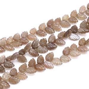 Perles de pierre de lune grise AAA en forme de feuille, perles de pierres précieuses sculptées à la main pour la fabrication de bijoux, 10-11MM, pierre de lune naturelle, perles en gros - Product Image 1