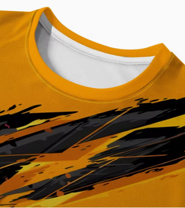 <b>Men's</b> Long Sleeve Crewneck T-<b>Shirt</b> <b>Yellow</b> Black Abstract Graphic Print Casual Breathable Top - Product Image 4