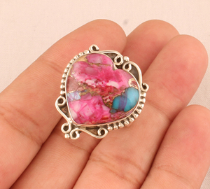 Wholesale Pink Oyster <b>Ring</b> 925 Sterling <b>Silver</b> Vintage <b>Statement</b> <b>Rings</b> Pink Spiny Oyster Shell Jewelry for Women - Product Image 4