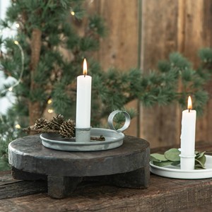 Rustic <b>Candle</b> Stand Galvanized Iron Taper <b>Candle</b> Stand for Home Décor Grey taper holder farm decor Metal <b>Candle</b> Holder with <b>Tray</b> - Product Image 3