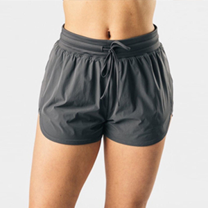 Shorts taille haute respirants pour femmes avec ceinture, boutons et rivets, coupe ajustée, service OEM, pour cours de fitness - Product Image 1