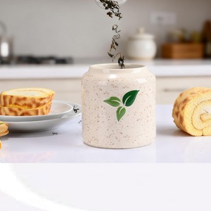 Nature Inspired <b>Storage</b> Canister Speckled Finish Airtight Bamboo Lid Stylish Kitchen Organizer Fresh Countertop <b>Storage</b> - Product Image 5