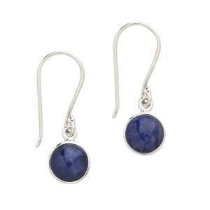 Sapphire Drop <b>Earrings</b> - Silver-Plated, Round Natural Stone, September Birthstone Jewelry for Women with Ear Wire - Product Image 5