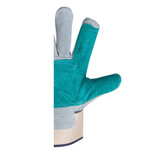 Cotton Safety <b>Gloves</b> With Blue Palm And Gray Fingertips Anti-Slip Abrasion Resistant Straight Cuff General Purpose - Product Image 3