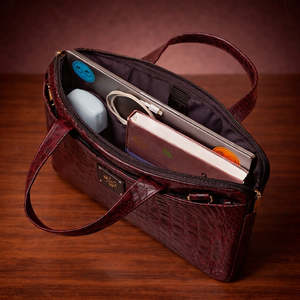 Genuine Croco Leather Black Large Capacity Laptop <b>Bag</b> Briefcase Crossbody <b>Computer</b> Handheld Business Travel <b>Bag</b> - Product Image 6