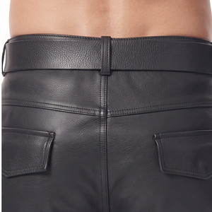 Custom Logo <b>Leather</b> Pants Manufacturer Male <b>Leather</b> Pant With Side Pockets <b>Men's</b> Slim Fit <b>Leather</b> <b>Trouser</b> - Product Image 5
