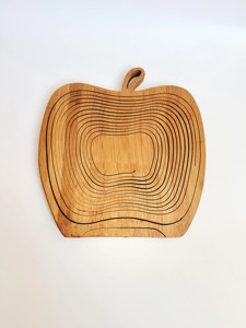 Apple Shape Wooden Fruit <b>Basket</b> Decorative Fruit Holder For Creates An Attractive <b>Table</b> Centerpiece Lightweight And Easy To Move - Product Image 5