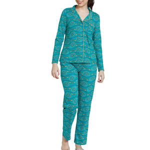 Ensemble de pyjama en rayonne et soie pour femmes, 2 pièces, en coton de qualité supérieure, inspiré des créateurs, en satin, respirant, séchage rapide, vêtements de nuit - Product Image 1