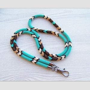 Handmade Beaded <b>Lanyard</b> Decorative Neck Strap for Keys ID Cards And Badges At Best Price - Product Image 3