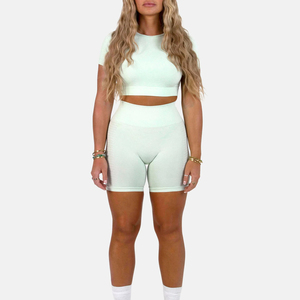 Shorts de sport respirants pour femmes, taille haute, coupe ajustée, pour fitness et yoga, avec ceinture élastique, noirs, pour la gym - Product Image 3