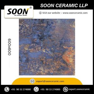 Carreaux muraux en porcelaine effet marbre azur céleste, finition brillante, 600x600mm, texture imitation pierre, usage intérieur, antibactérien - Product Image 6