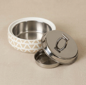 Modern Geometric Metal Casserole <b>Dish</b> With Stainless Steel Lid. Elegant Insulated <b>Serving</b> Pot For Luxury Dining & Home Decor - Product Image 3