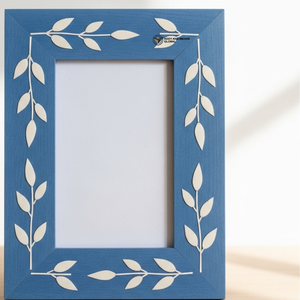 Cadre photo artisanal décoratif bleu floral de qualité supérieure - Product Image 2