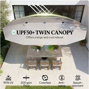 Parasol de terrasse extérieur gris foncé et bases pour parasols de patio - Product Image 2