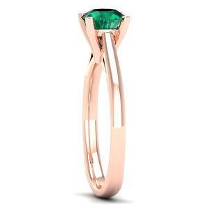 REYES New Design 14K Solid Gold Round Cut 0.75Ct Emerald Gemstone Solitaire <b>Rings</b> For Women <b>Custom</b> Anniversary Gift Fine Jewelry - Product Image 3
